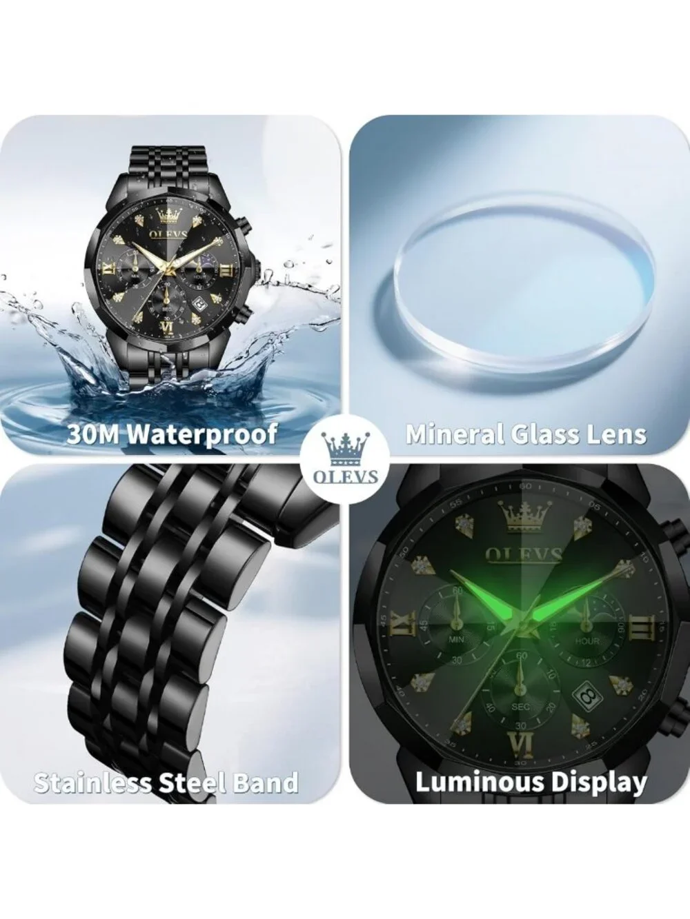 Stylish Stainless Steel Men's Chronograph Watch | Waterproof Big Face Dress